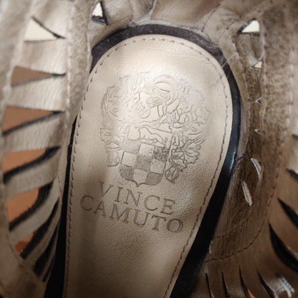 Vince Camuto Womens Shoes Booties Peep Toe Lace Up Brown Laser Cut Suede Sz 9 - Picture 7 of 7